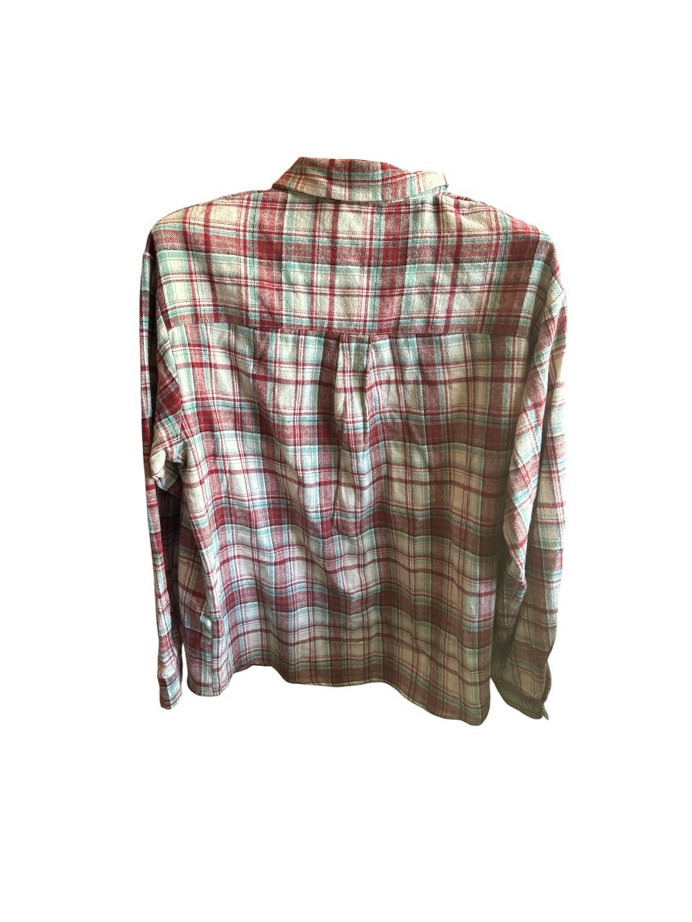 Western Long Sleeve Flannel Botton Up Red Teal & Cream Women’s XXL Shirt Rancher - Picture 3 of 5
